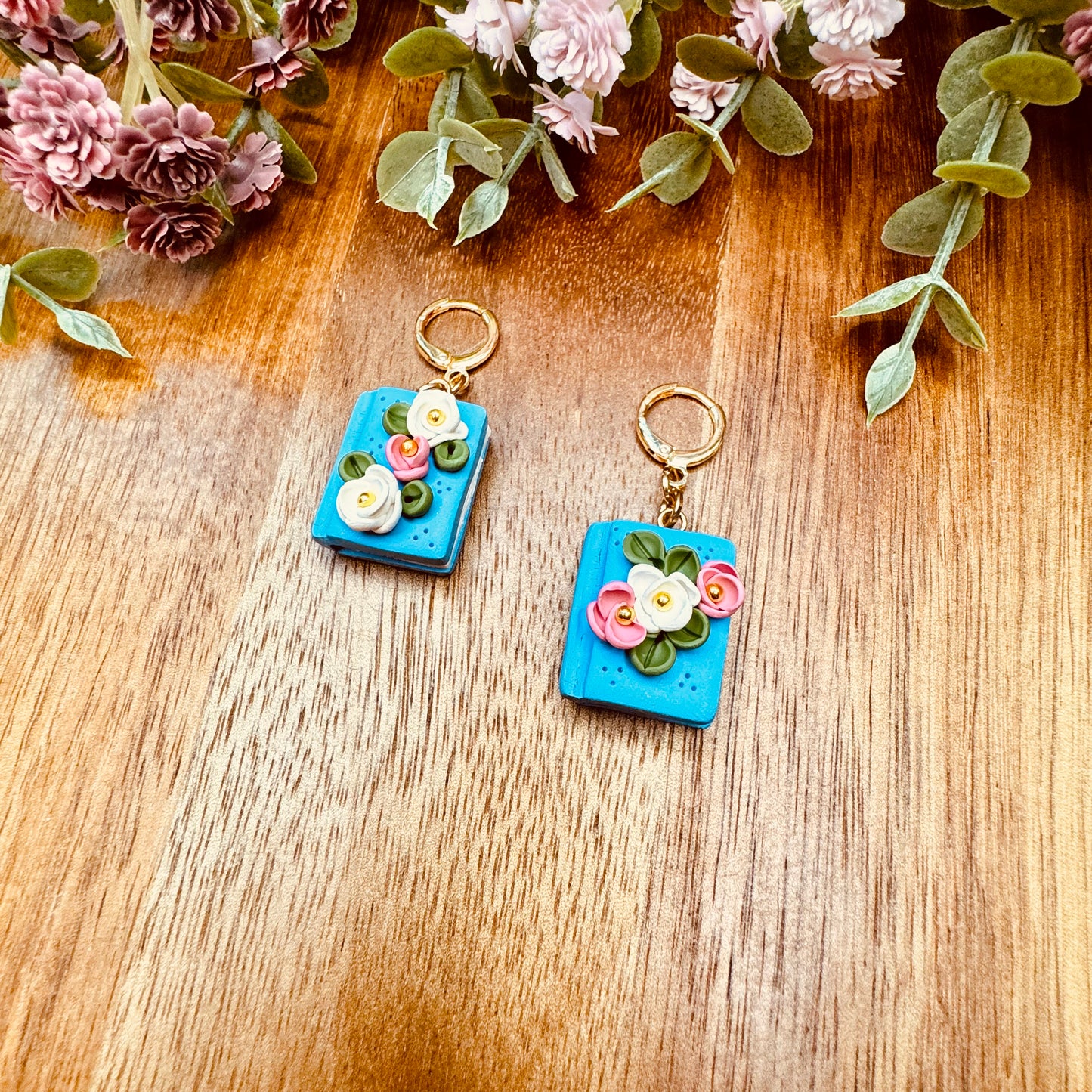 Blue Floral Book Dangles