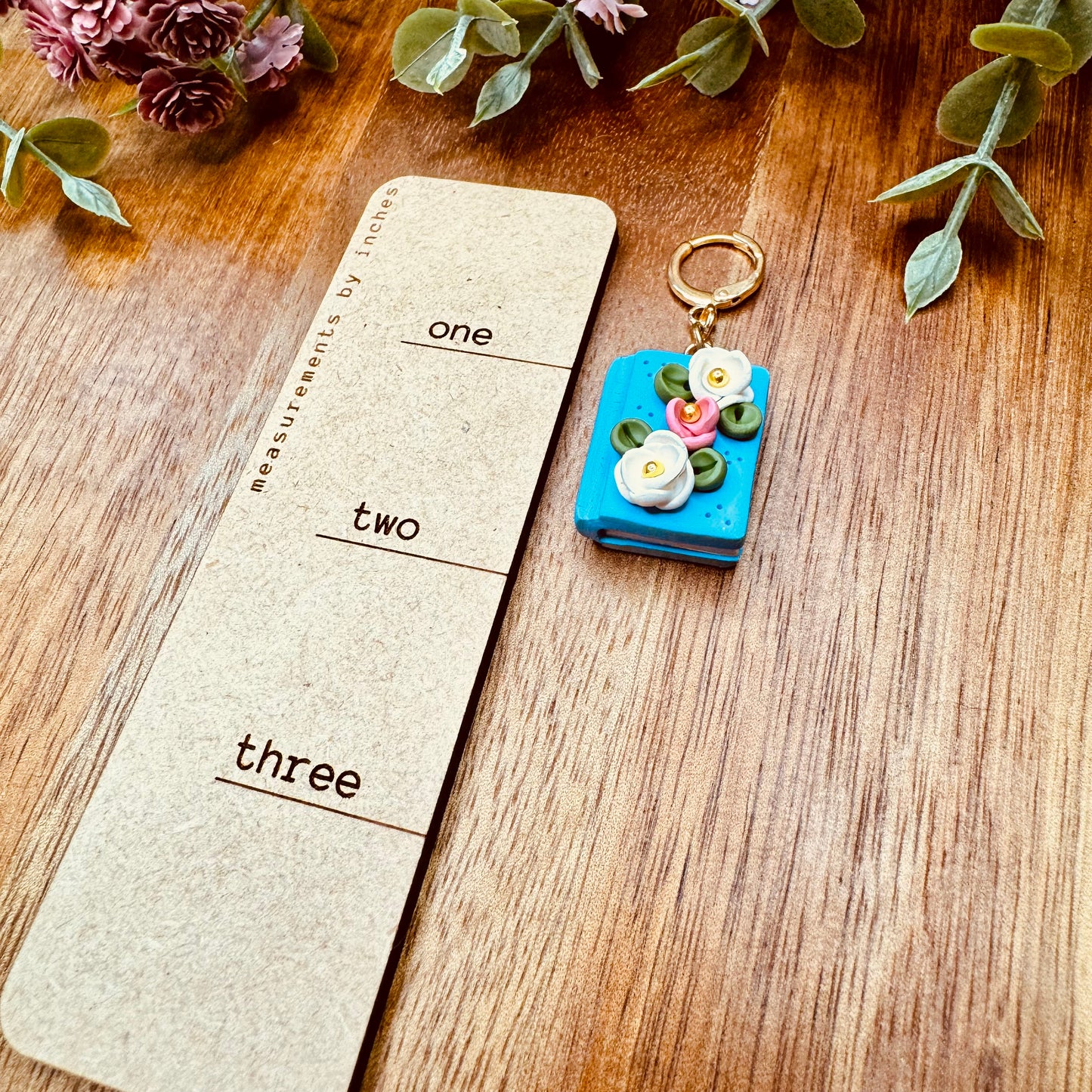 Blue Floral Book Dangles