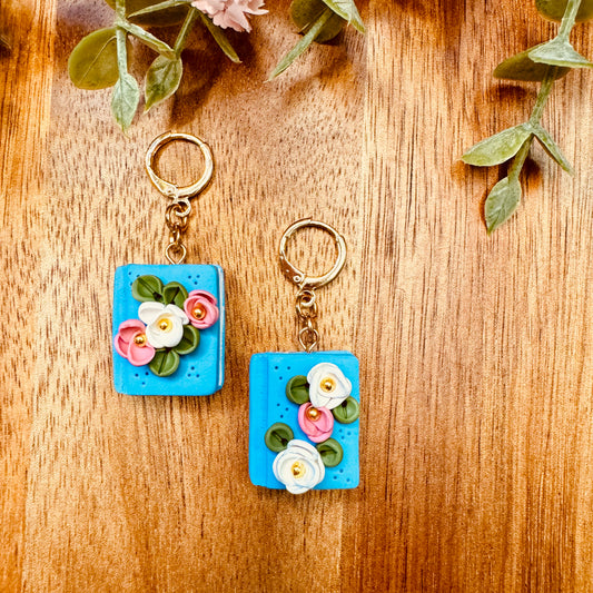 Blue Floral Book Dangles